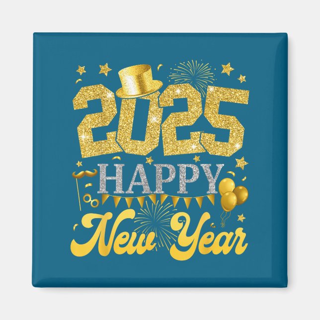 Imã New Years Eve Party Supplies 2025 Happy New Year F (Frente)