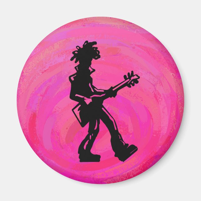 Imã New York Boogie Nights Guitar Hot Pink (Frente)