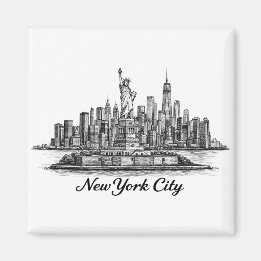 Imã New York City Skyline Line Art Illustration