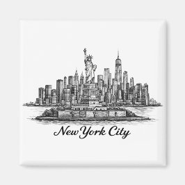 Imã New York City Skyline Line Art Illustration