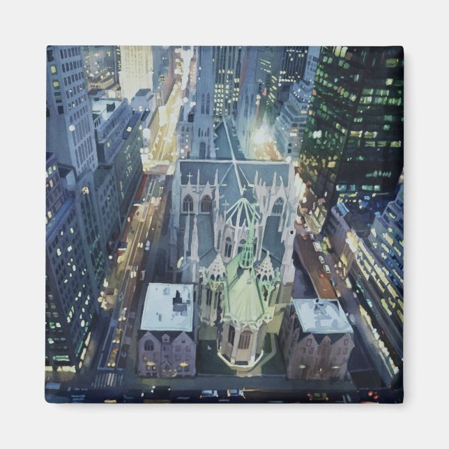Imã "New York Nightlight" Watercolor Art (Frente)