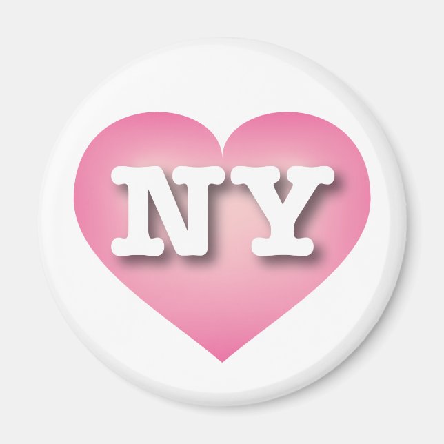 Imã New York Pink Fade Heart - Eu amo NY (Frente)