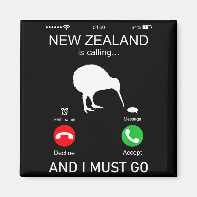 Imã New Zealand Is Calling And I Must Go, Zealand Funn (Frente)