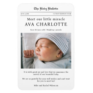 Ímã Newborn Baby Newspaper Flexible Photo Magnet