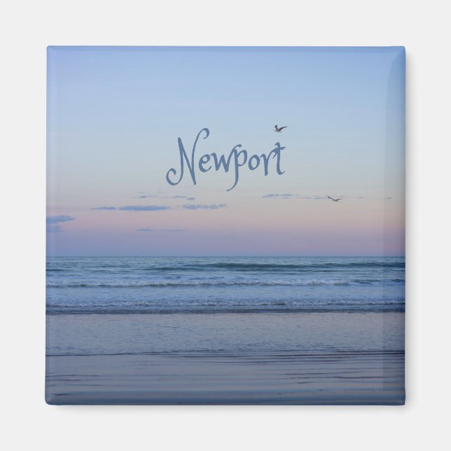 Imã Newport Beach California Ocean Sunrise Blue (Frente)