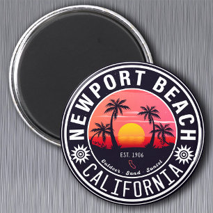 Imã Newport Beach California Retro Sunset Souvenir 80
