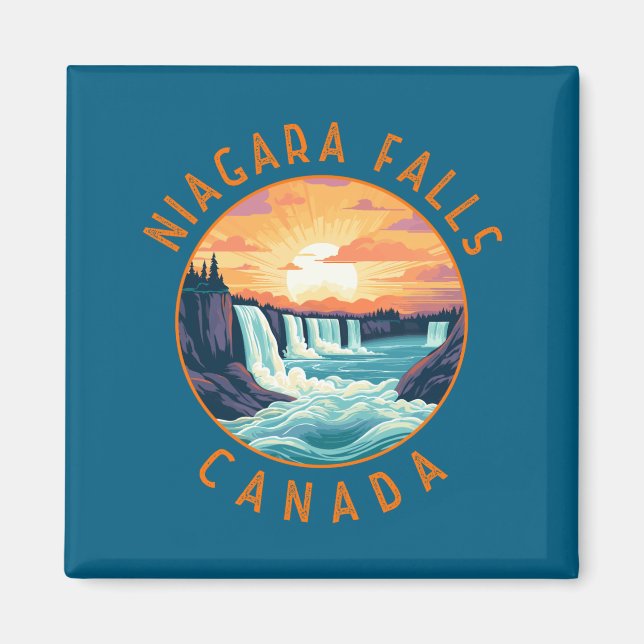 Imã Niagara Falls Canada Retro Distressed Circle _1  (Frente)