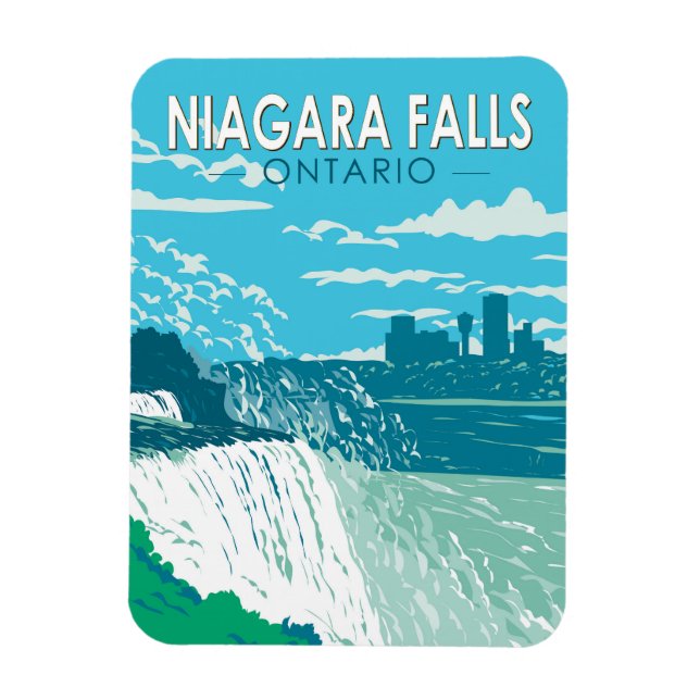 Ímã Niagara Falls Ontario Viagem Art Vintage (Vertical)
