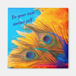 Imã Nice Aqua Blue Elegant Peacock Feather Magnet