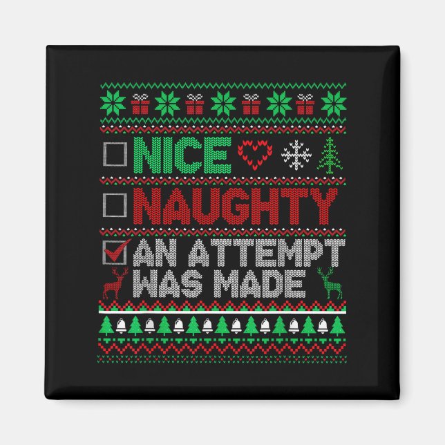Imã Nice Naughty An Attempt Was Made Christmas List Sa (Frente)