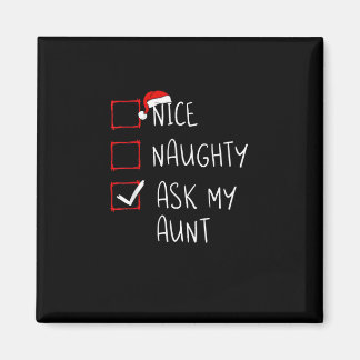 Imã Nice Naughty Ask My Aunt Christmas List Xmas  