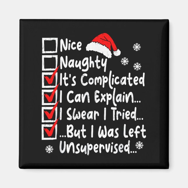 Imã Nice Naughty Multi Checklist Funny Christmas List  (Frente)
