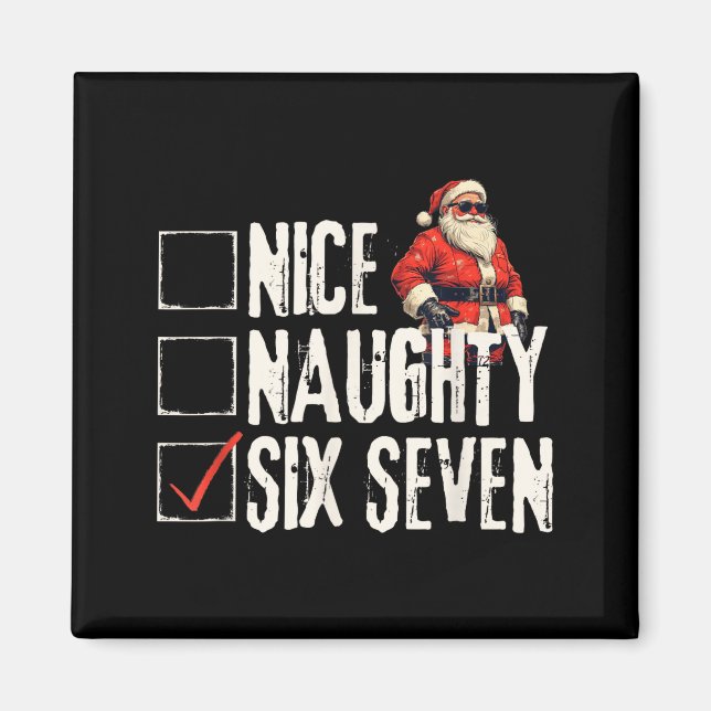 Imã Nice Naughty Six Seven Brainrot Meme 67 Santa Funn (Frente)