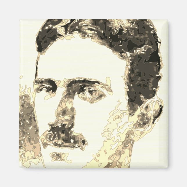 Imã Nikola Tesla Desenho Em Sepia (Frente)