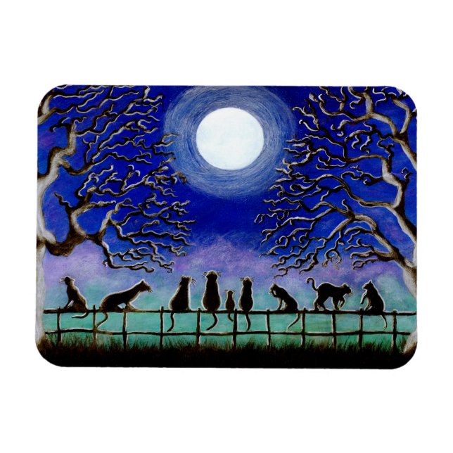 Ímã Nine Tails, magneta de gatos pretos (Horizontal)