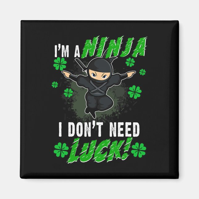 Imã Ninja do dia de Patrick Luck Green Kids Gift Clove (Frente)