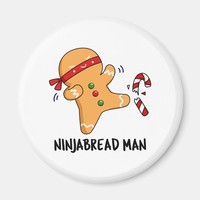 Imã Ninjabread Man Funny Gingerpão Pun (Frente)