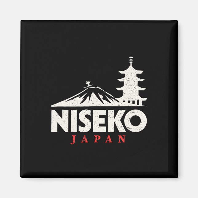 Imã Niseko Japão Ski Resort Retro Skiting Snowboard (Frente)