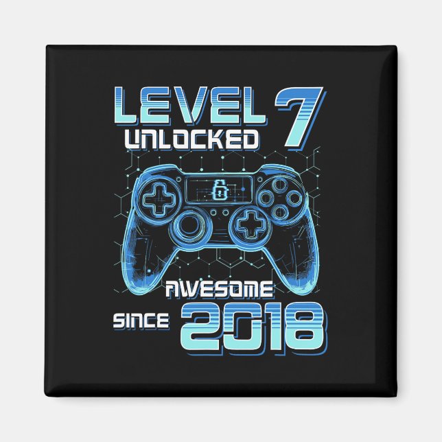 Imã Nível 7 Desbloqueado Festa de Video Game Aniversár (Frente)