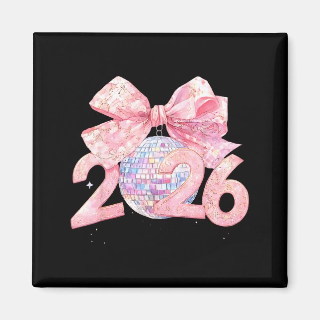 Imã Nk Bow Coquette Disco Ball Happy New Year 2026  (Frente)
