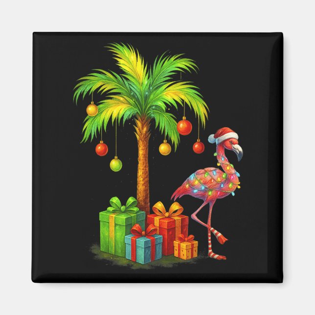 Imã Nk Flamingo Christmas Palm Tree Trocal Xmas  (Frente)