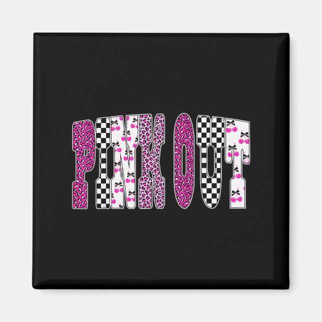 Imã Nk Out Leopard Checkered Breast Cancer Football Ga (Frente)