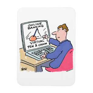 Ímã No Cartoon Computer Online Banking