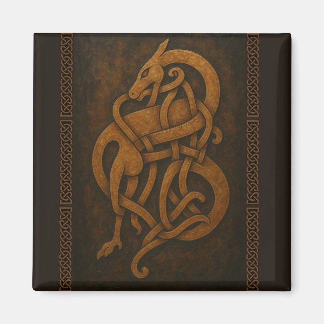 Imã Nó de Serpente Nórdico Antigo com Bordas Celtas (Frente)