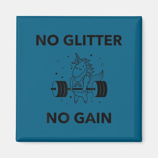 Imã No Glitter No Gain Funny Gym Workout Motivational  (Frente)