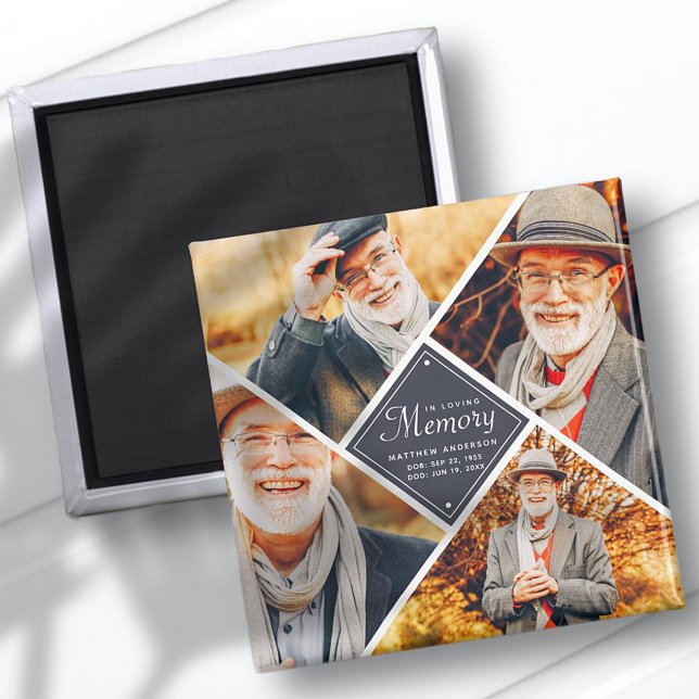 Imã No Loving Memory Modern Cross Multi Photo Template (Criador carregado)