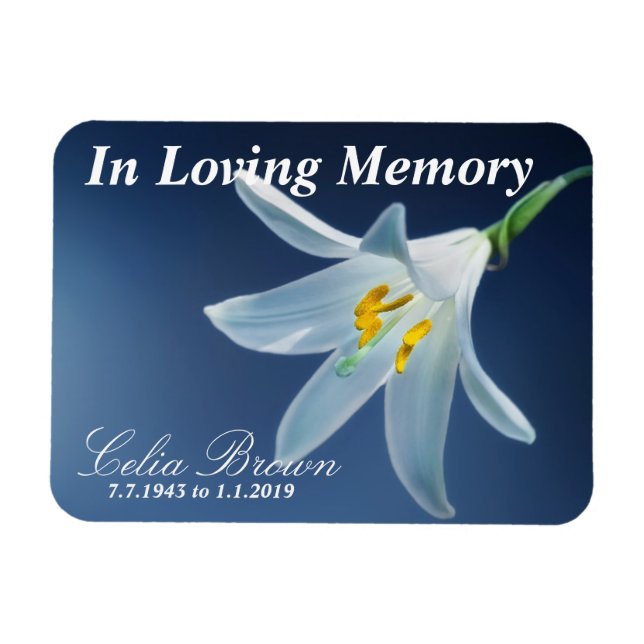 Ímã No Loving Memory White Lily | Funeral, Memorial (Horizontal)