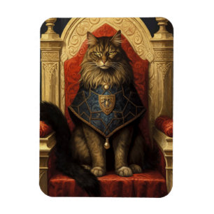 Ímã Nobre Gato Maine Coon Trono Arte Impressa