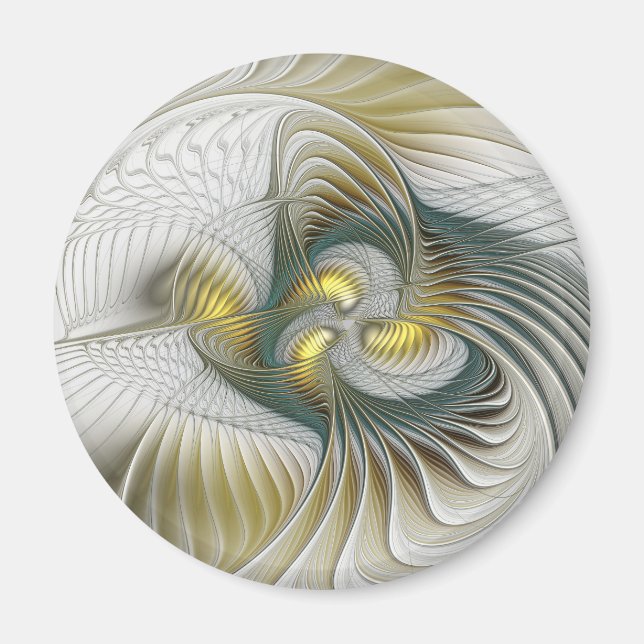 Imã Nobre Ouro Teal Abstrato Fantasy Arte Fractal (Frente)