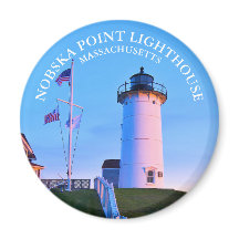 Nobska Point Lighthouse Massachusetts Round Magnet