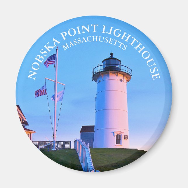 Imã Nobska Point Lighthouse Massachusetts Round Magnet (Frente)