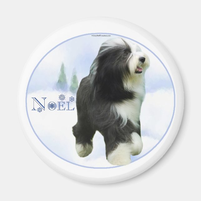 Imã Noel Bearded Collie (Frente)