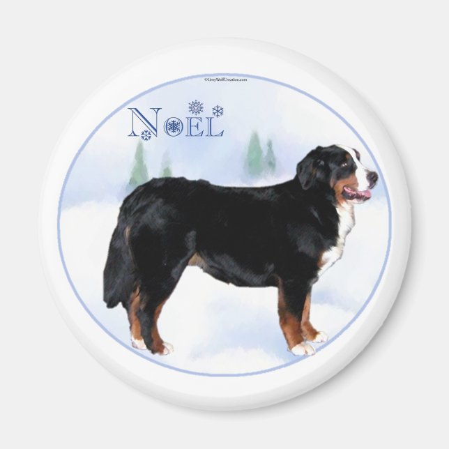 Imã Noel Bernese Mountain Dog - Personalizado (Frente)