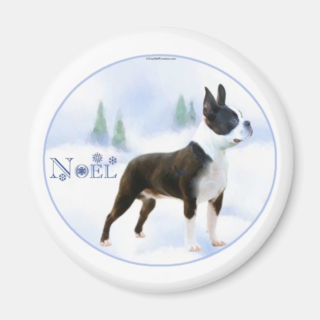 Imã Noel Boston Terrier Magnet (Frente)