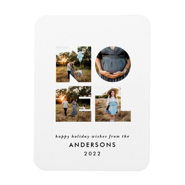 Ímã Noel Christmas bold 4 foto simples Holiday (Vertical)