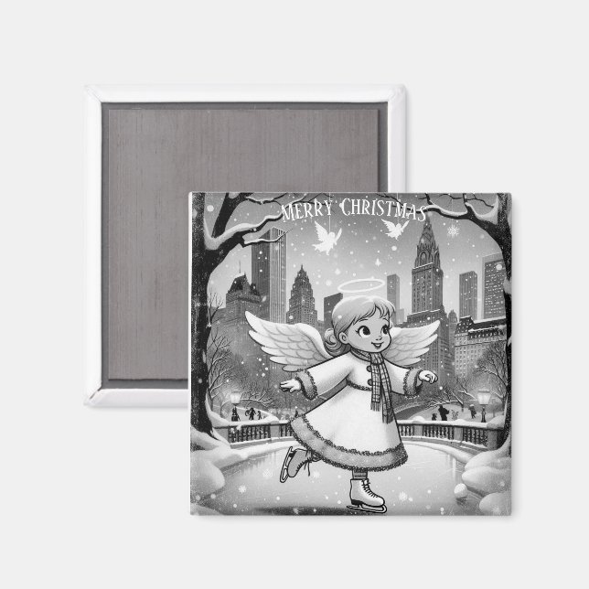 Imã Noel de Anjo do Winter NYC (Front/Back)