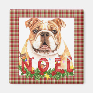 Imã Noel do Bulldog da Watercolor