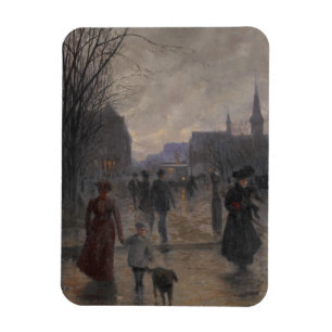 Ímã Noite chuvosa na avenida de Hennepin, c.1902