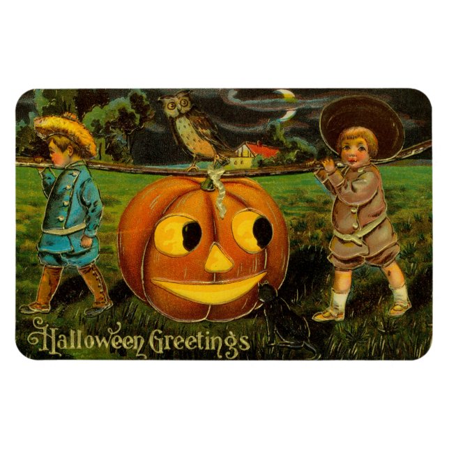 Ímã Noite da Colheita do Jack-o-Lantern de Halloween p (Horizontal)
