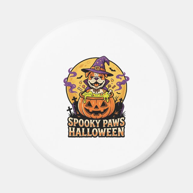 Imã Noite de Abóbora do Bulldog de Halloween (Frente)