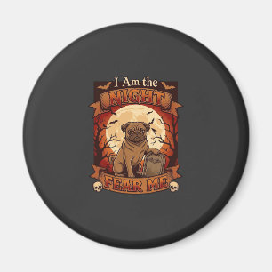 Imã Noite de Am Me Temer Halloween Pug Lua Lápide