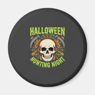 Imã Noite de Caça de Halloween Desenho Vetorial Caveir