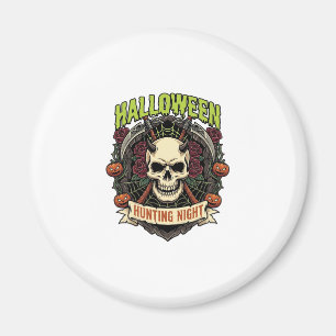 Imã Noite de Caça de Halloween Rosas de Caveira Cornud