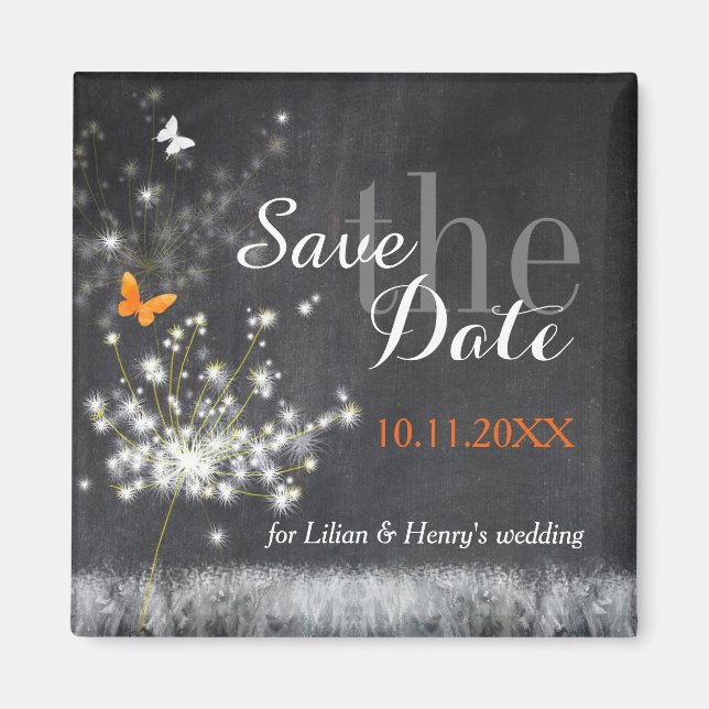 Imã Noite de Dandelions Casando Salve a Data (Frente)
