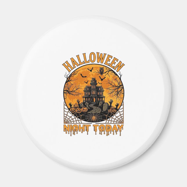 Imã Noite de Halloween Hoje Mansão Assombrada Abóboras (Frente)