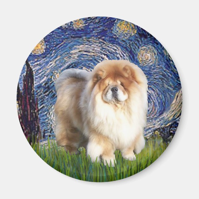 Imã Noite Estrelada - Chow Chow (creme) (Frente)